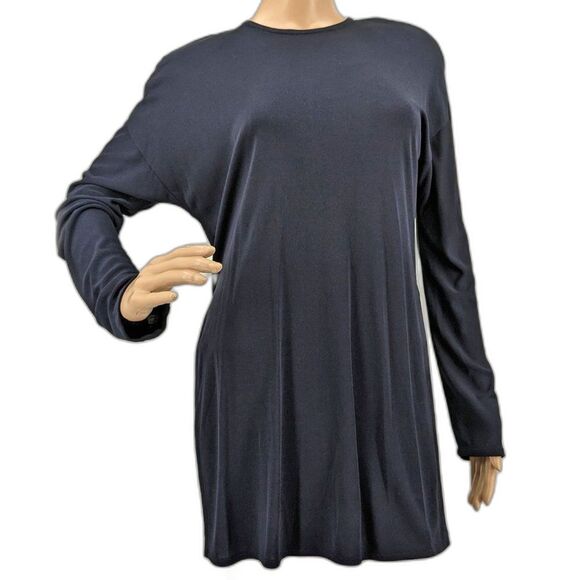 Vintage Yeohlee New York Tunic Blouse Navy Blue Shoulder Pads Size Large - Picture 2 of 14